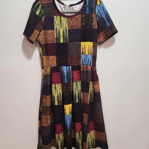 Colorful Print Short-Sleeved Knee Length Dress